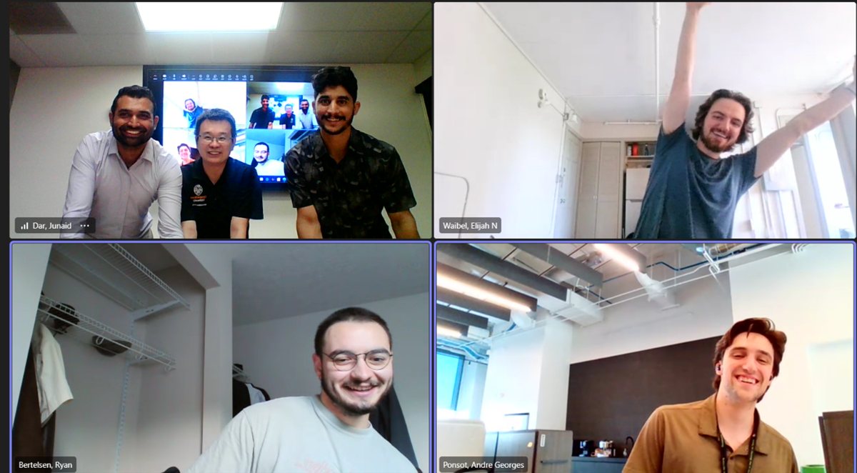 Lab members joining the defense celebration remotely